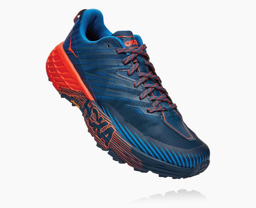 Hoka One One Speedgoat 4 Trailskor Herr - Blå/Röda - AELCG-4063